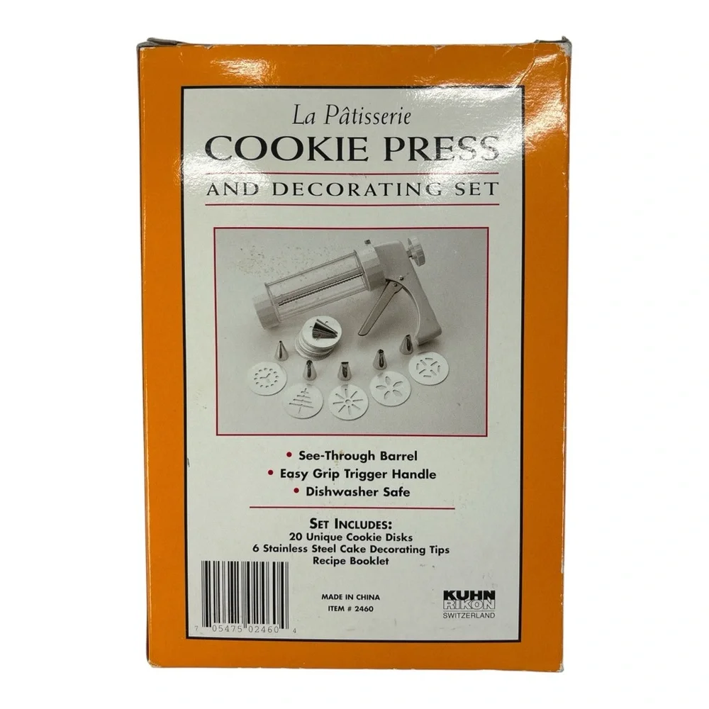 La Patisserie Cookie Press & Decorating Set w/20 Disks 6 Tips & Bonus 2nd Barrel
